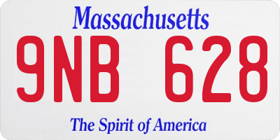 MA license plate 9NB628