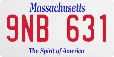 MA license plate 9NB631