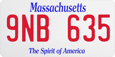 MA license plate 9NB635