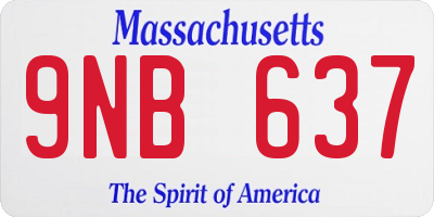 MA license plate 9NB637