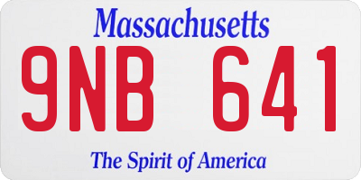 MA license plate 9NB641