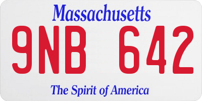 MA license plate 9NB642