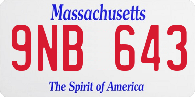 MA license plate 9NB643