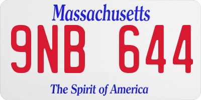 MA license plate 9NB644