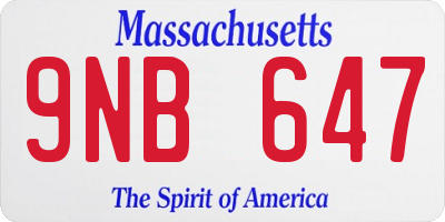 MA license plate 9NB647