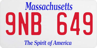 MA license plate 9NB649