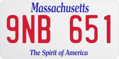 MA license plate 9NB651