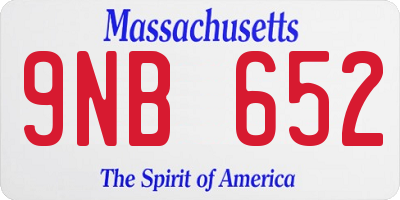 MA license plate 9NB652