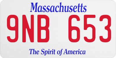 MA license plate 9NB653