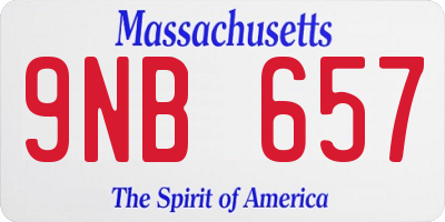 MA license plate 9NB657