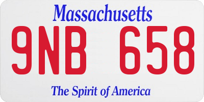 MA license plate 9NB658
