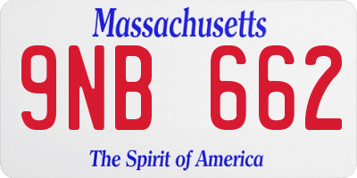 MA license plate 9NB662