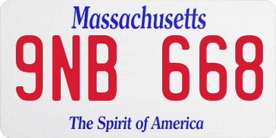 MA license plate 9NB668