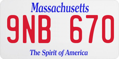 MA license plate 9NB670