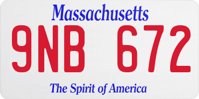 MA license plate 9NB672