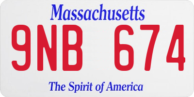 MA license plate 9NB674