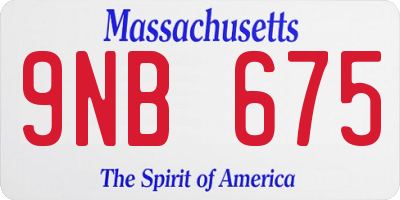 MA license plate 9NB675