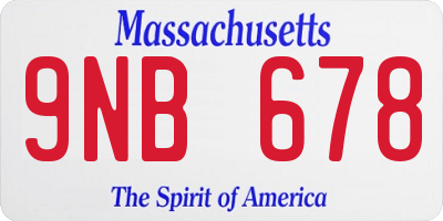 MA license plate 9NB678