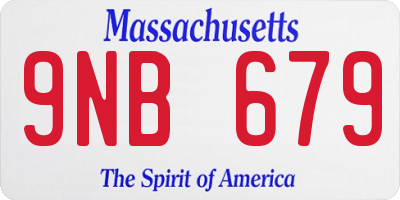 MA license plate 9NB679