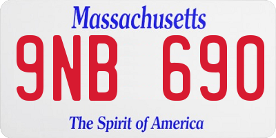 MA license plate 9NB690