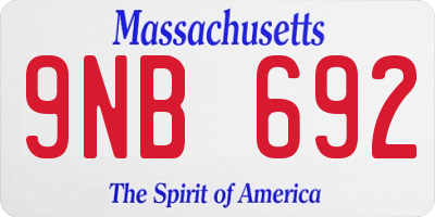 MA license plate 9NB692