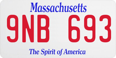 MA license plate 9NB693