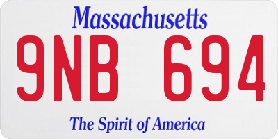 MA license plate 9NB694