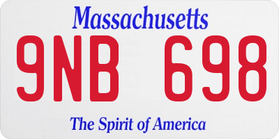 MA license plate 9NB698