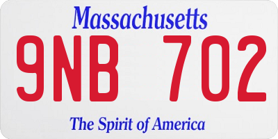 MA license plate 9NB702