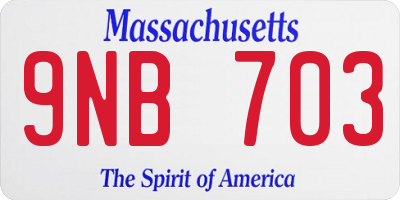 MA license plate 9NB703