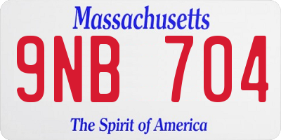 MA license plate 9NB704