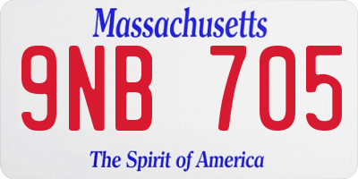 MA license plate 9NB705