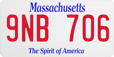 MA license plate 9NB706