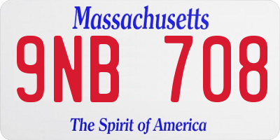 MA license plate 9NB708