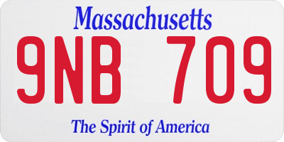 MA license plate 9NB709