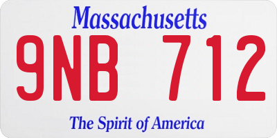 MA license plate 9NB712