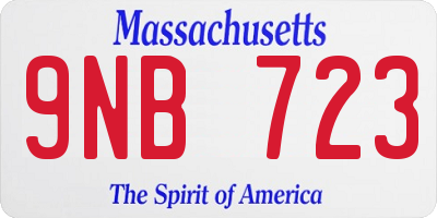 MA license plate 9NB723