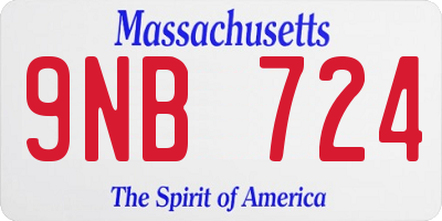 MA license plate 9NB724