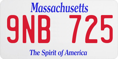 MA license plate 9NB725