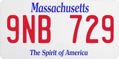 MA license plate 9NB729