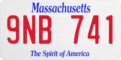 MA license plate 9NB741