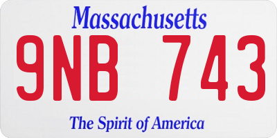MA license plate 9NB743