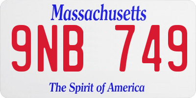 MA license plate 9NB749