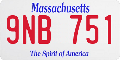MA license plate 9NB751