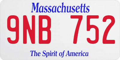 MA license plate 9NB752