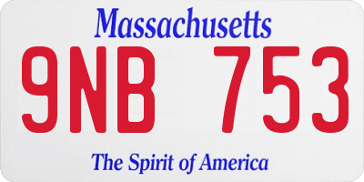 MA license plate 9NB753