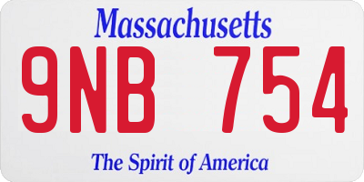 MA license plate 9NB754