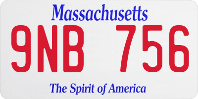 MA license plate 9NB756