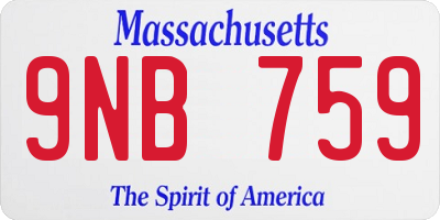 MA license plate 9NB759