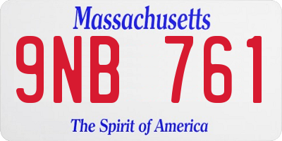 MA license plate 9NB761